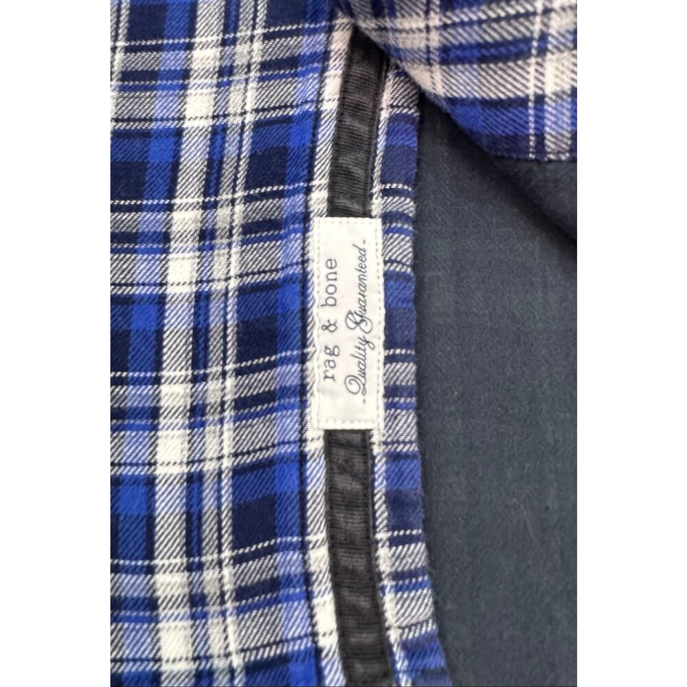 Rag & Bone Blue White Plaid Men’s Button Down Shirt Classic Fit Size Medium - Picture 6 of 11